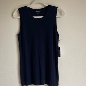 NWT Worth Navy Silk Bland Sleeveless Top P